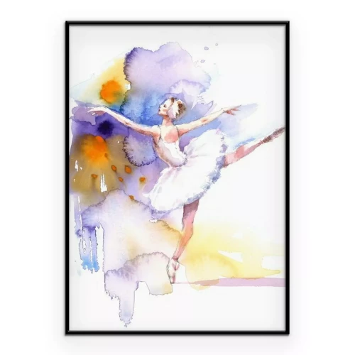 Poster  Ballerine sur fond aquarelle