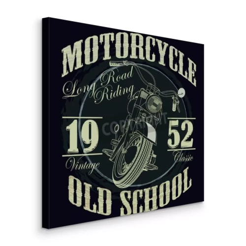 Tableau  Moto avec inscription sur fond noir style vintage