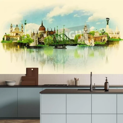 Papier peint  Château à l'aquarelle