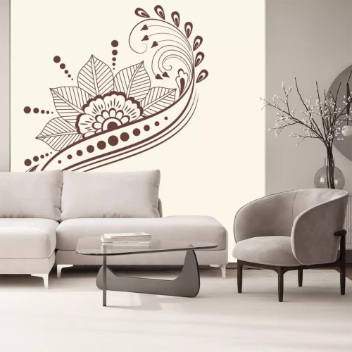 Sticker  Illustration vectorielle de l'ornement de Mehndi. Style indien traditionnel, éléments floraux décoratifs pour le tatouage au henné, les autocollants, le design mehndi et le yoga, les cartes et les est