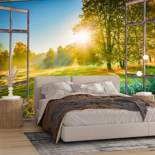 Papier peint  Vue du lever du soleil depuis la fenêtre