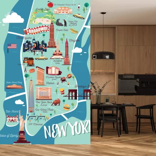 Sticker  Carte d'illustration de New York Manhattan
