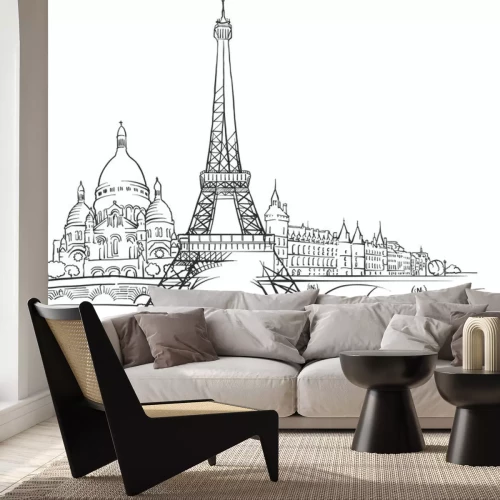 Sticker  Paris France Panorama Sketch