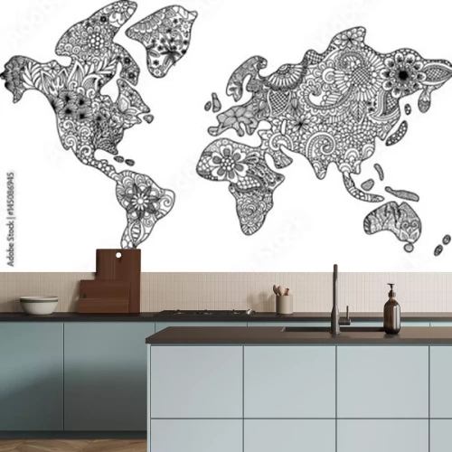 Sticker  Carte du monde avec des ornements