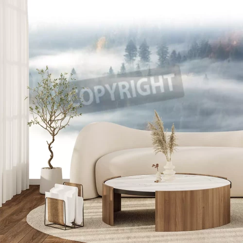 Papier peint  Motif forêt dans la brume