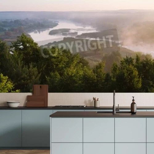 Papier peint  Rivière au milieu de la forêt