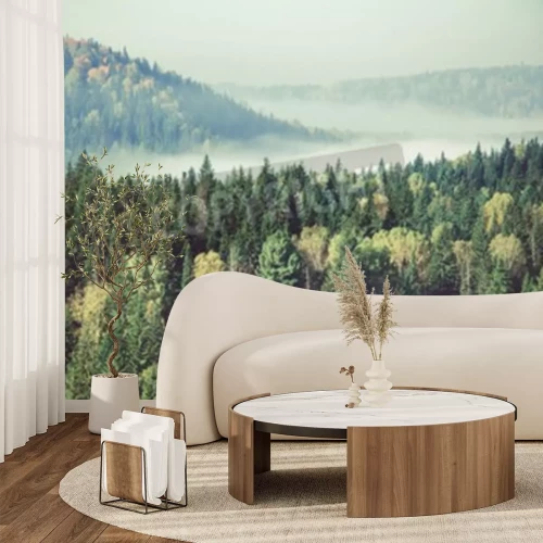 Papier peint  Forêt en nuances de vert