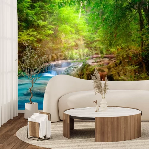 Papier peint  Arbres tropicaux et chute d'eau