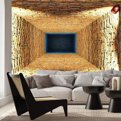 Papier peint  Cage en briques éclairée