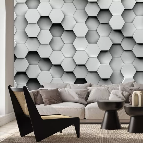 Papier peint  Alvéoles grises en 3D