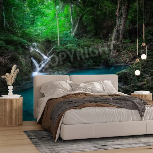 Papier peint  Ruisseau turquoise dans la forêt vierge