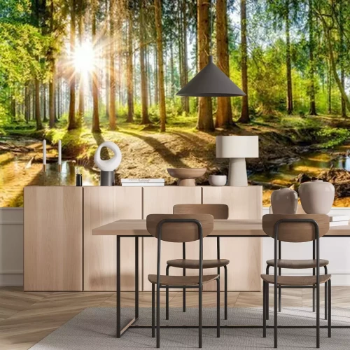 Papier peint  3d forêt de feuillus