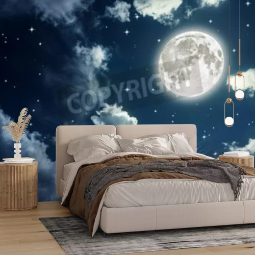 Papier peint  La lune et les étoiles