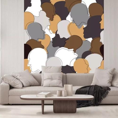 Sticker  Motif avec des visages de différentes couleurs