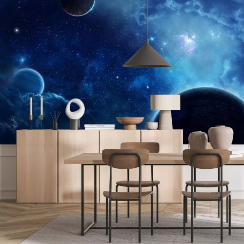 Sticker  Le cosmos de la planète éclairé par une lumière froide