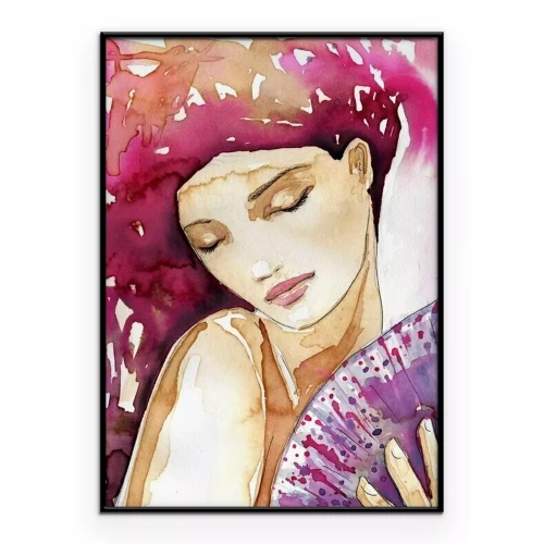 Poster  Photo artistique d'une femme avec un éventail