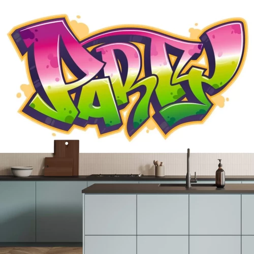 Sticker  Mot de la fête en style graffiti