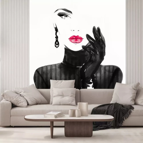 Papier peint  Portrait à l'aquarelle d'une femme élégante