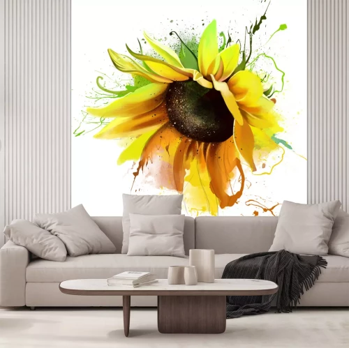 Sticker  Tournesol sur une composition artistique