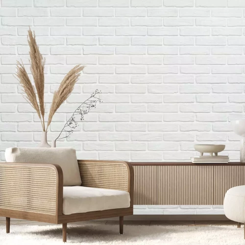 Papier peint  Imitation brique blanche à la texture uniforme