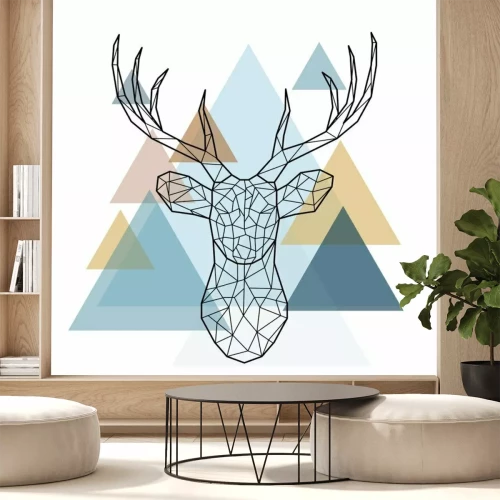 Papier peint  Triangles pastel et tête de cerf