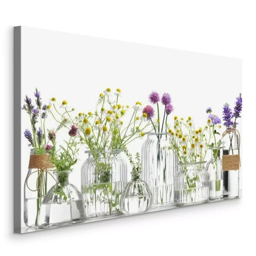 Tableau  Bouteille d'huile essentielle avec des herbes