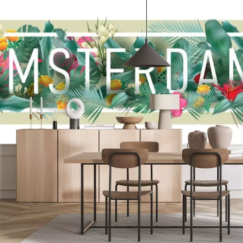 Sticker  Vecteur floral encadré typographique AMSTERDAM art de ville