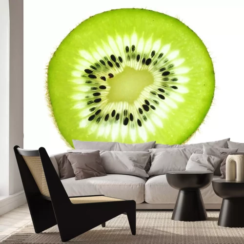 Sticker  Tranche fraîche kiwi isolée sur fond blanc