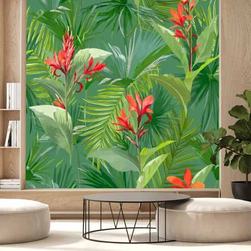 Papier peint  Plantes de jungle graphiques vertes