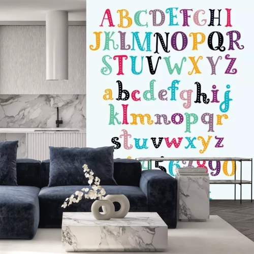 Sticker  Alphabet et chiffres avec des points décoratifs