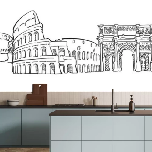Sticker  Rome Italie Panorama Sketch