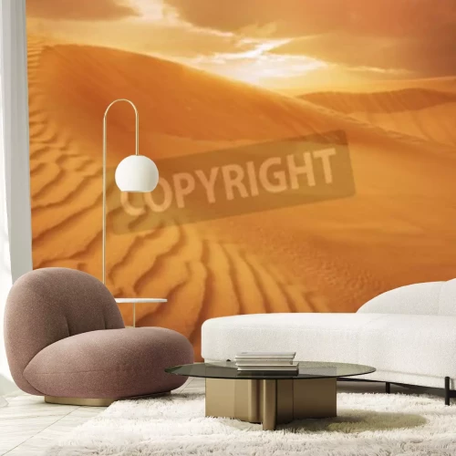 Papier peint  Coucher de soleil orange sur le désert