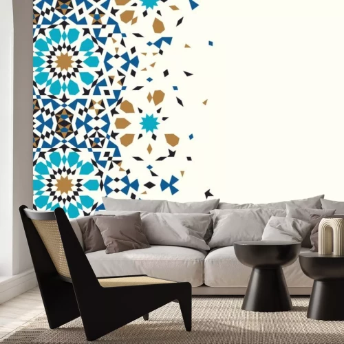 Sticker  Modèle de désintégration du Maroc. Conception mosaïque islamique. Résumé Contexte.