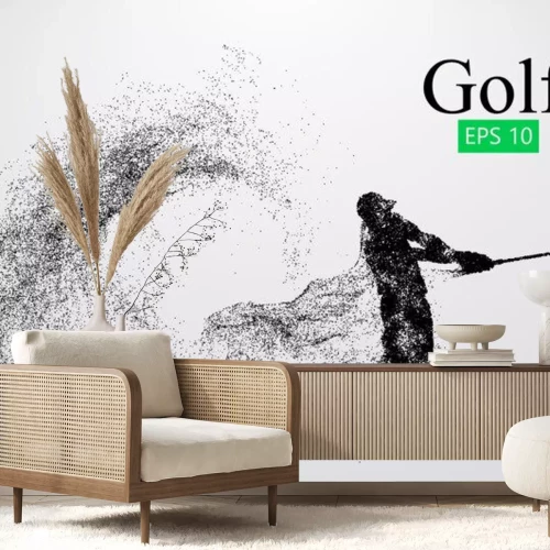 Sticker  Silhouette d'un joueur de golf. Illustration vectorielle