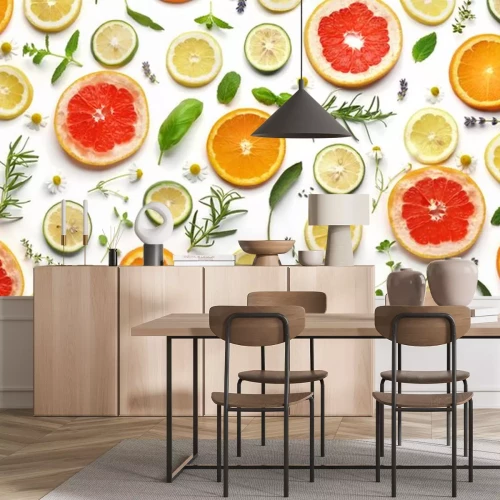 Sticker  Fruits en tranches et herbes