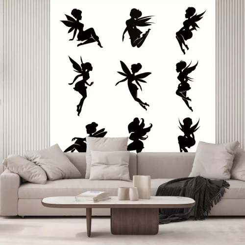 Sticker  Silhouettes noires de fées avec des ailes