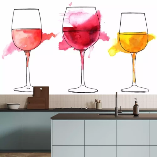 Sticker  Ensemble de dessins vectoriels et aquarelles de verres à vin