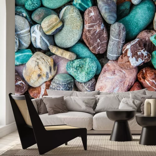 Papier peint  Galets colorés de la mer
