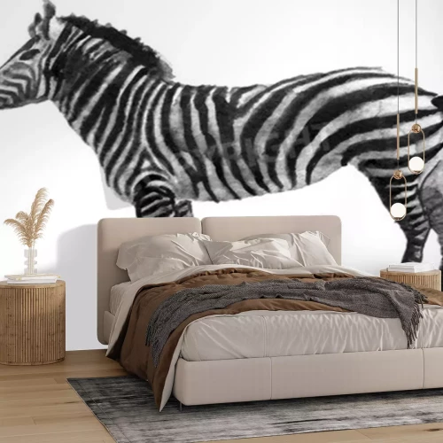 Papier peint  Zèbre peint sur fond clair