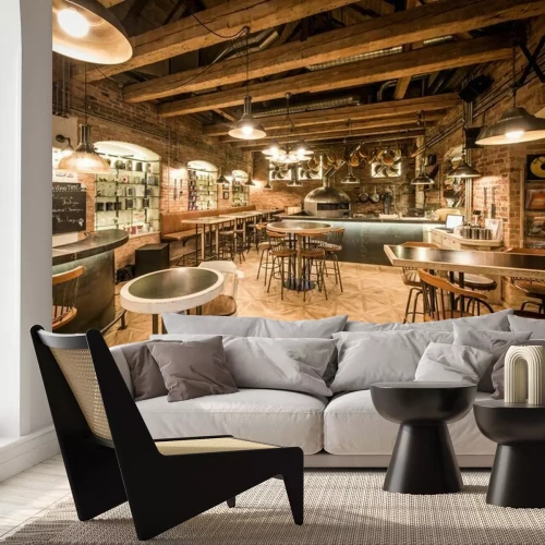 Papier peint  Restaurant avec des accessoires en bois