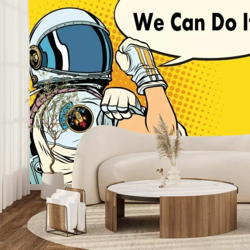 Sticker  Astronaute dans des graphismes colorés de style bande dessinée