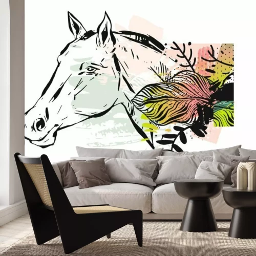 Sticker  Tête de cheval avec une illustration vectorielle de crinière