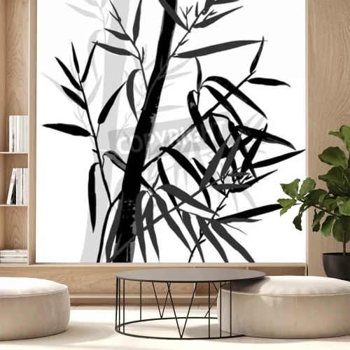 Sticker  Le haut du bambou. Fond de feuille de bambou. Illustration vectorielle