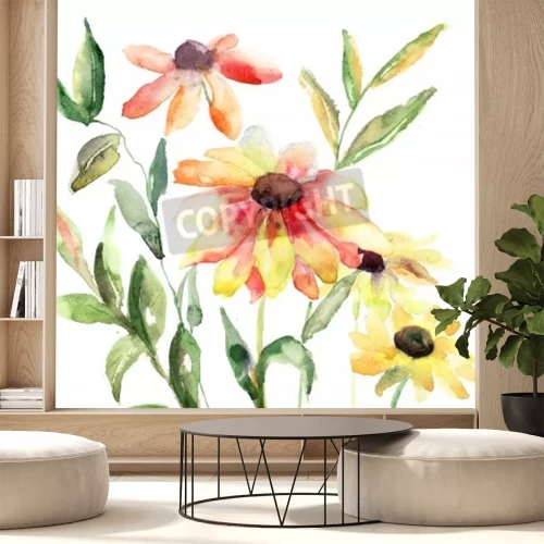 Papier peint  Fleurs peintes