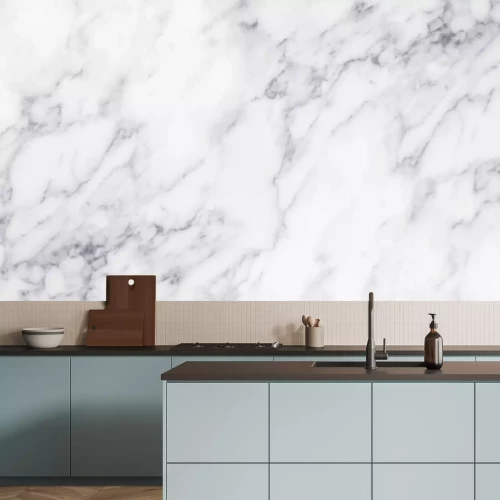 Papier peint  Marbre blanc veiné de noir