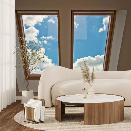 Papier peint  Fenêtre de toit avec vue sur le ciel