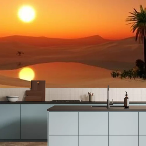 Papier peint  Panorama d'une oasis dans le désert