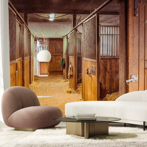 Papier peint  Ecurie avec des boxes pour les chevaux