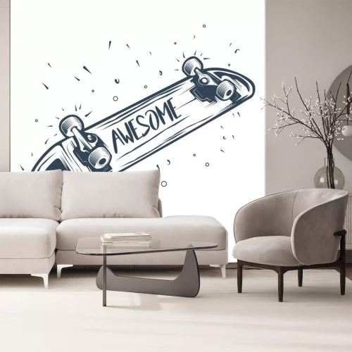 Sticker  Skateboard avec le mot génial