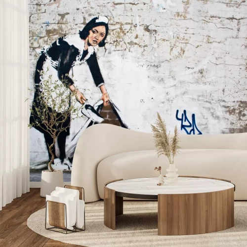 Papier peint  Briques de mur graffitis de Banksy